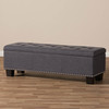 Baxton Studio Hannah Grey Upholstered Button-Tufting Storage Ottoman Bench 128-7051